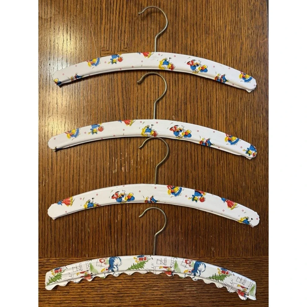 Vintage Padded Children's Clothes Hangers Lot of 4 Vinyl Covered 13